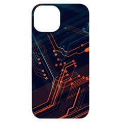 Abstract Colorful Circuit Iphone 14 Black Uv Print Case by Bakwanart