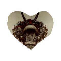 Christmas Dark Demon Evil Horror Krampus Standard 16  Premium Heart Shape Cushions by Bakwanart