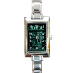 Tardis Doctor Who Technology Number Communication Rectangle Italian Charm Watch by Bakwanart