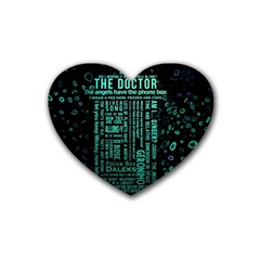 Tardis Doctor Who Technology Number Communication Rubber Coaster (heart) by Bakwanart