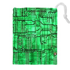 Green Circuit Board Computer Drawstring Pouch (5xl) by Bakwanart