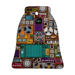 Pattern Design Art Techno Dj Music Retro Music Device Bell Ornament (two Sides) by Bakwanart