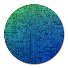 Blue And Green Circuit Board Wallpaper Circuit Board Sketch Round Mousepad by Bakwanart