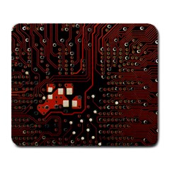 Red Computer Circuit Board Large Mousepad by Bakwanart