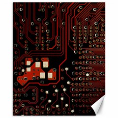 Red Computer Circuit Board Canvas 11  X 14  by Bakwanart