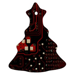 Red Computer Circuit Board Ornament (christmas Tree)  by Bakwanart