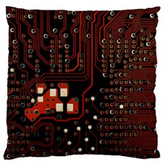 Red Computer Circuit Board Standard Premium Plush Fleece Cushion Case (two Sides) by Bakwanart