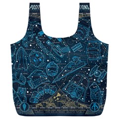 Position Of The Constellations Illustration Star Blue Full Print Recycle Bag (xxl) by Bakwanart