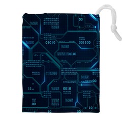 Technology Computer Circuit Boards Electricity Cpu Binary Drawstring Pouch (5xl) by Bakwanart