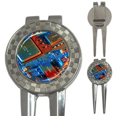 Gray Circuit Board Electronics Electronic Components Microprocessor 3-in-1 Golf Divots by Bakwanart