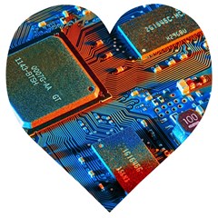 Gray Circuit Board Electronics Electronic Components Microprocessor Wooden Puzzle Heart by Bakwanart