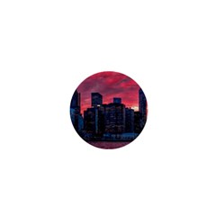 Skyline Sunset United States Reflection Usa,new York Manhattan 1  Mini Magnets by Bakwanart