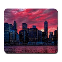 Skyline Sunset United States Reflection Usa,new York Manhattan Large Mousepad by Bakwanart