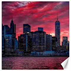 Skyline Sunset United States Reflection Usa,new York Manhattan Canvas 12  X 12  by Bakwanart