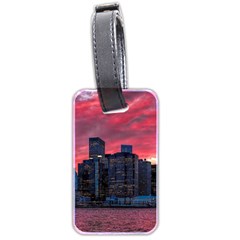 Skyline Sunset United States Reflection Usa,new York Manhattan Luggage Tag (two Sides) by Bakwanart