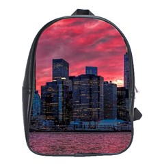 Skyline Sunset United States Reflection Usa,new York Manhattan School Bag (xl) by Bakwanart