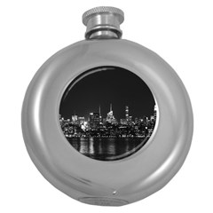 Photography Of Buildings New York City  Nyc Skyline Round Hip Flask (5 Oz) by Bakwanart