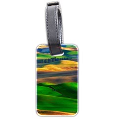 Grassland Nature Palouse Green Field Hill Sky Butte Luggage Tag (two Sides) by Bakwanart