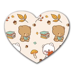 Bear Cartoon Background Pattern Seamless Animal Heart Mousepad by 99art