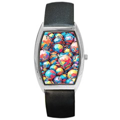 Pattern Seamless Balls Colorful Rainbow Colors Barrel Style Metal Watch by 99art