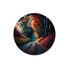 Forest Autumn Fall Painting Magnet 3  (round) by 99art