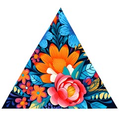 Flowers Bloom Spring Colorful Artwork Decoration Wooden Puzzle Triangle