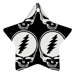 Black And White Deadhead Grateful Dead Steal Your Face Pattern Ornament (star)