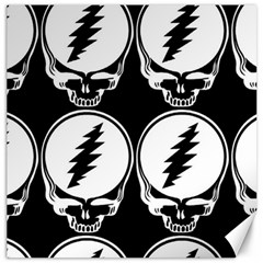 Black And White Deadhead Grateful Dead Steal Your Face Pattern Canvas 12  X 12  by 99art