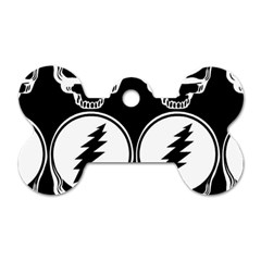 Black And White Deadhead Grateful Dead Steal Your Face Pattern Dog Tag Bone (one Side) by 99art