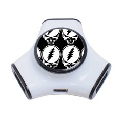 Black And White Deadhead Grateful Dead Steal Your Face Pattern 3-port Usb Hub by 99art