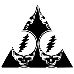 Black And White Deadhead Grateful Dead Steal Your Face Pattern Wooden Puzzle Triangle by 99art