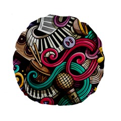 Doodle Colorful Music Doodles Standard 15  Premium Flano Round Cushions