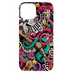 Doodle Colorful Music Doodles Iphone 14 Black Uv Print Case by 99art