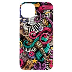 Doodle Colorful Music Doodles Iphone 14 Plus Black Uv Print Case by 99art