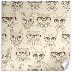 Seamless Pattern Hand Drawn-cats-with Hipster Accessories Canvas 16  X 16  by Vaneshart