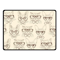 Seamless Pattern Hand Drawn-cats-with Hipster Accessories Two Sides Fleece Blanket (small)