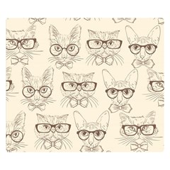 Seamless Pattern Hand Drawn-cats-with Hipster Accessories Premium Plush Fleece Blanket (small) by Vaneshart