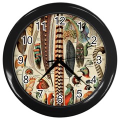 Feathers Birds Vintage Art Wall Clock (black)