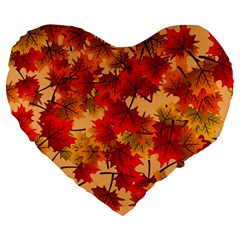 Wallpaper Background Autumn Fall Large 19  Premium Flano Heart Shape Cushions by Vaneshart