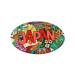 Earthquake And Tsunami Drawing Japan Illustration Sticker (Oval)