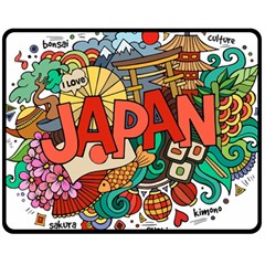 Earthquake And Tsunami Drawing Japan Illustration Two Sides Fleece Blanket (Medium)