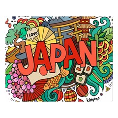 Earthquake And Tsunami Drawing Japan Illustration Two Sides Premium Plush Fleece Blanket (large) by Vaneshart