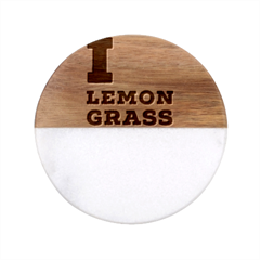 I Love Lemon Grass Classic Marble Wood Coaster (round)  by ilovewhateva