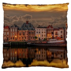 Old Port Of Maasslui Netherlands Large Cushion Case (one Side) by 99art