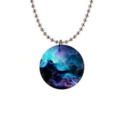 Abstract Graphics Nebula Psychedelic Space 1  Button Necklace by 99art