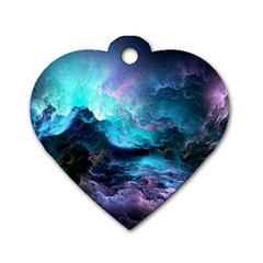 Abstract Graphics Nebula Psychedelic Space Dog Tag Heart (two Sides) by 99art