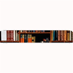 Assorted Title Of Books Piled In The Shelves Assorted Book Lot Inside The Wooden Shelf Small Bar Mat by 99art