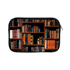 Assorted Title Of Books Piled In The Shelves Assorted Book Lot Inside The Wooden Shelf Apple Ipad Mini Zipper Cases by 99art