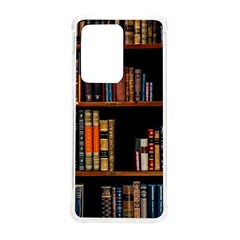 Assorted Title Of Books Piled In The Shelves Assorted Book Lot Inside The Wooden Shelf Samsung Galaxy S20 Ultra 6 9 Inch Tpu Uv Case by 99art