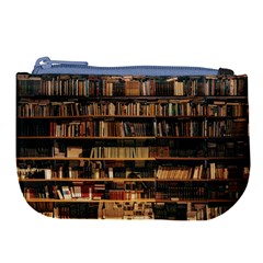 Books On Bookshelf Assorted Color Book Lot In Bookcase Library Large Coin Purse by 99art